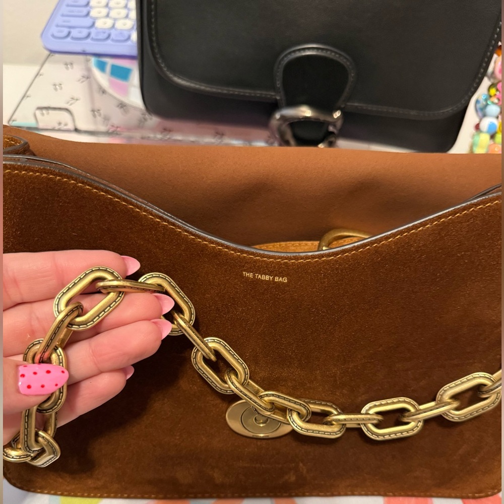 Coach Chain Tabby Shoulder Bag- Brass/Warm Brown - Picture 8 of 11